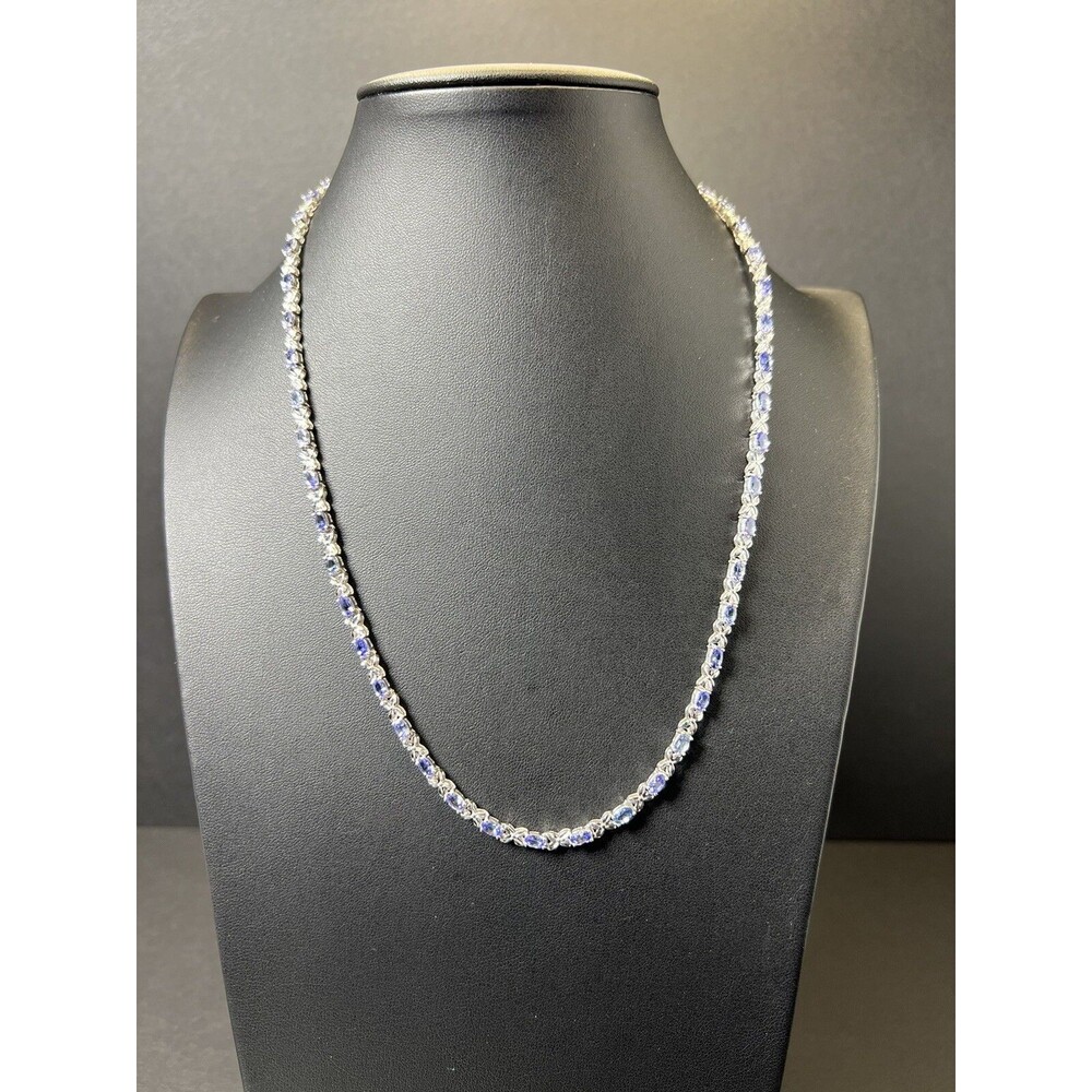 QVC‎ 925 Sterling Silver 18" Tanzanite Tennis Necklace 9.50 Carat